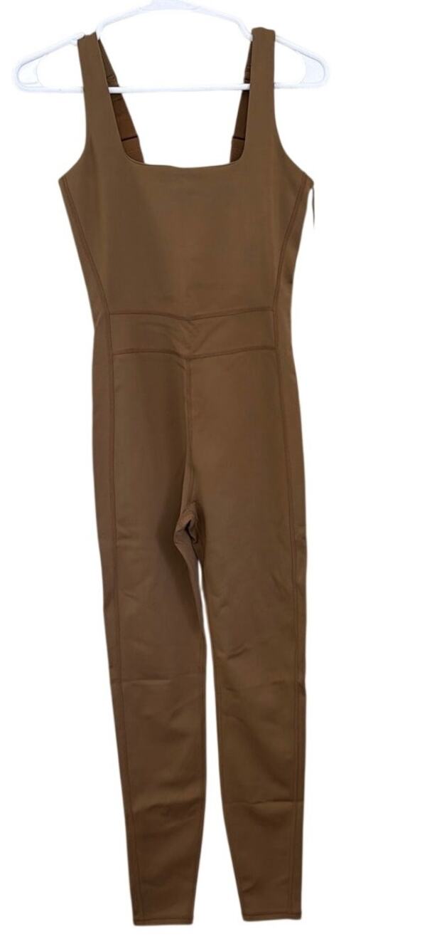 Girlfriend Collective 6185 Luxe Paneled Unitard Size Small New Kona Brown